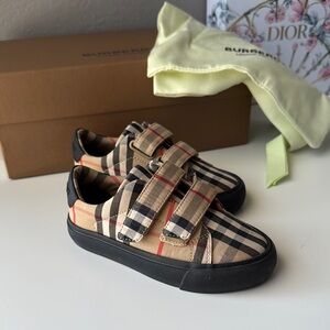 Burberry Kids Plaid Sneakers - Black and Tan